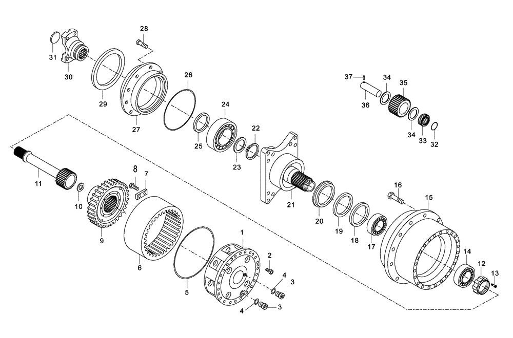 Схема запчастей Case 330B - (30A00000664[001]) - REDUCTION GEAR, FRONT (87515521) (11) - AXLES/WHEELS