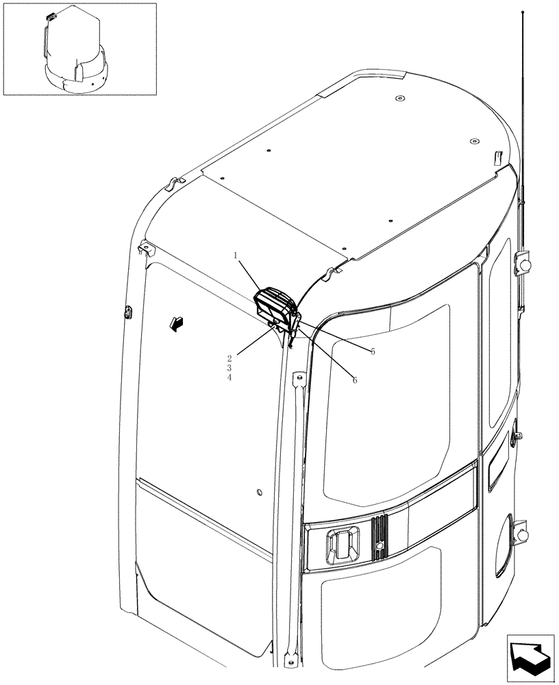 Схема запчастей Case CX22B - (214-01[1]) - ELECTRIC SYSTEM - LIGHT ASSY (CAB) (55) - ELECTRICAL SYSTEMS