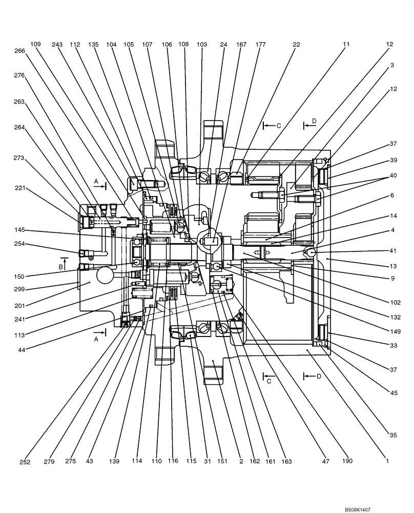 Схема запчастей Case CX50B - (07-023) - MOTOR ASSY (PROPELLING) (PH15V00012F1) ELECTRICAL AND HYDRAULIC COMPONENTS