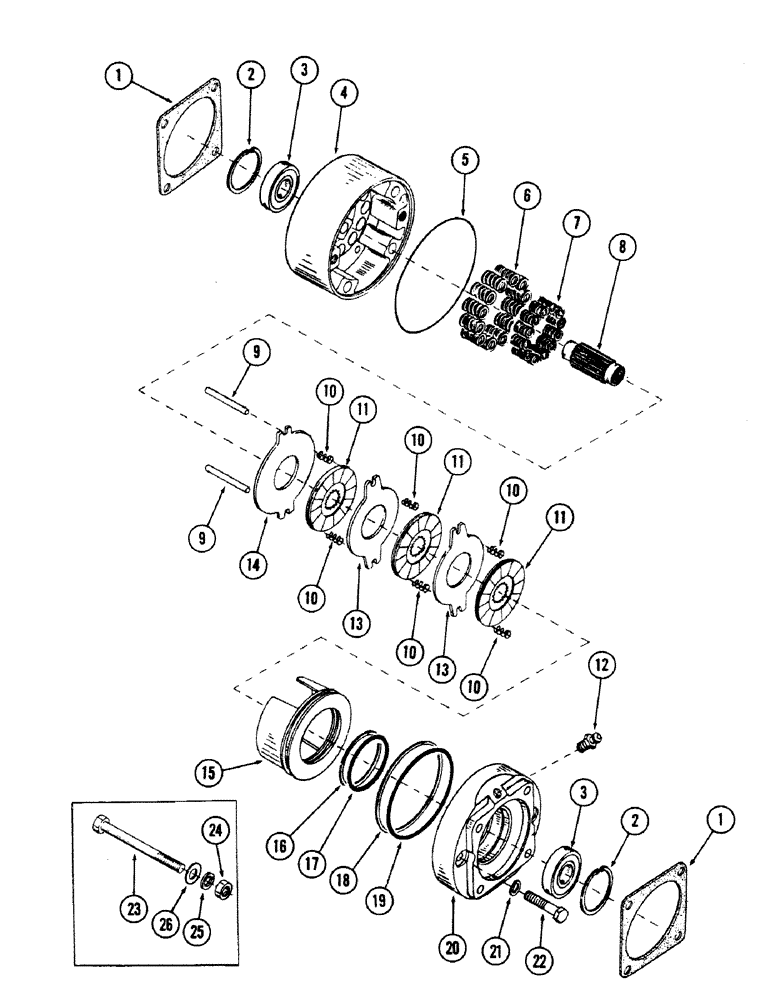 Схема запчастей Case 50 - (7-144) - TRACK DRIVE BRAKE (07) - BRAKES