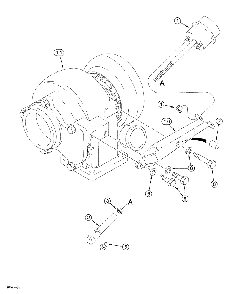 Схема запчастей Case 580SL - (2-026) - WASTEGATE ACTUATOR, 4T-390 EMISSIONS CERTIFIED ENGINE (02) - ENGINE