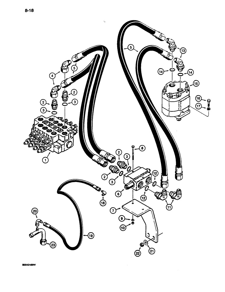 Схема запчастей Case 1187C - (8-18) - SWING MOTOR HYDRAULIC CIRCUIT (08) - HYDRAULICS