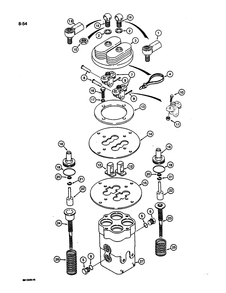 Схема запчастей Case 1187C - (8-54) - HAND AND FOOT CONTROL VALVES (08) - HYDRAULICS