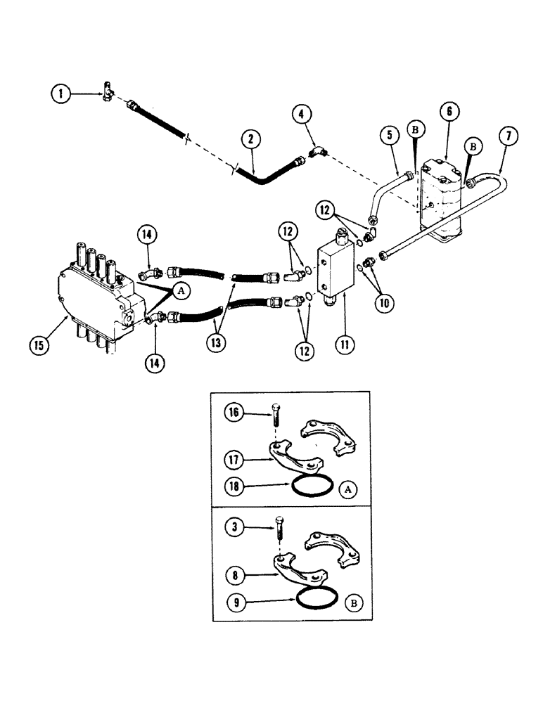 Схема запчастей Case 50 - (8-188) - SWING MOTOR TUBING (08) - HYDRAULICS