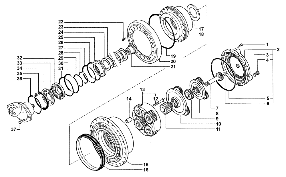 Схема запчастей Case SV216 - (07-003-01[02]) - TRAVEL REDUCTION GEAR - REAR (06) - POWER TRAIN