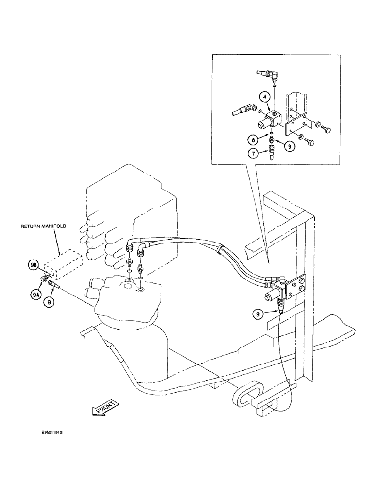 Схема запчастей Case 9020B - (8-052) - FREE SWING CIRCUIT, PRIOR TO P.I.N. DAC0201004 (08) - HYDRAULICS