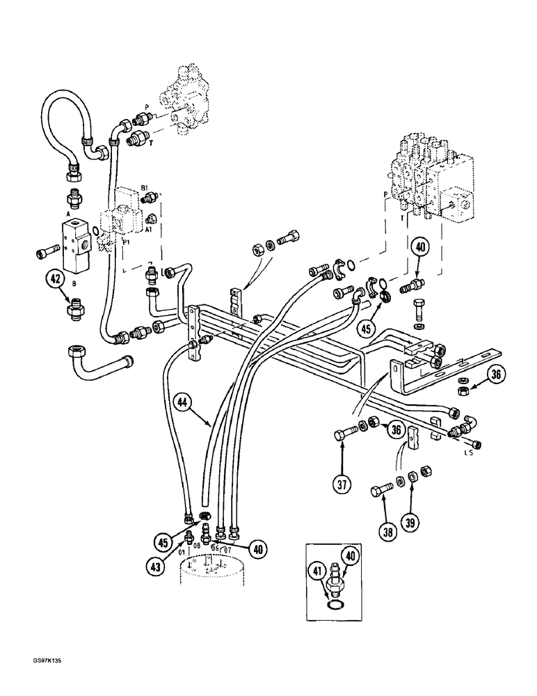 Схема запчастей Case 888 - (8C-12) - SWIVEL AND SWING MOTOR HYDRAULIC CIRCUIT, P.I.N. 15474 AND AFTER, P.I.N. 106801 AND AFTER (CONT) (08) - HYDRAULICS