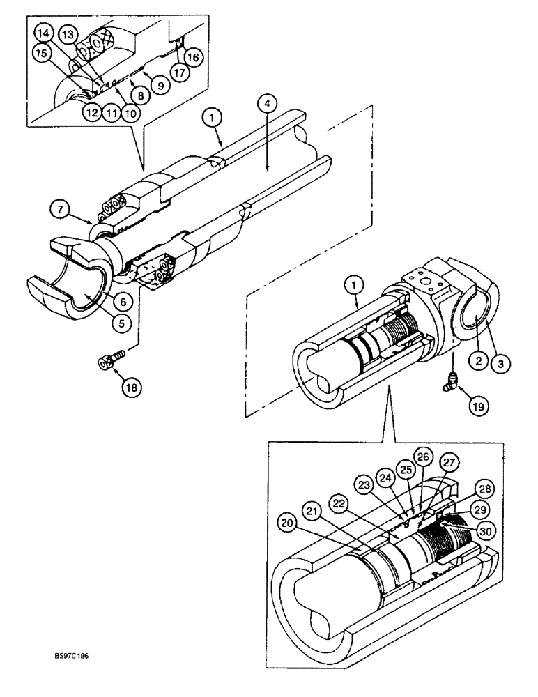 Схема запчастей Case 9020B - (8-138) - BOOM CYLINDERS, MODELS WITH LOAD HOLD OPTION (08) - HYDRAULICS