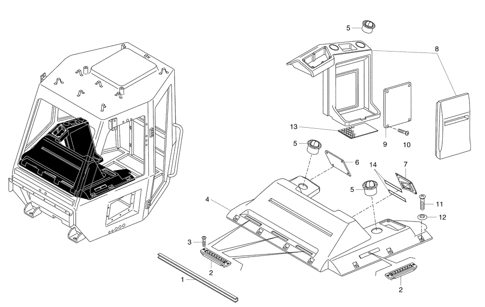 Схема запчастей Case 325 - (5.652C[12]) - ROPS CAB - COMPONENTS (10) - Cab/Cowlings