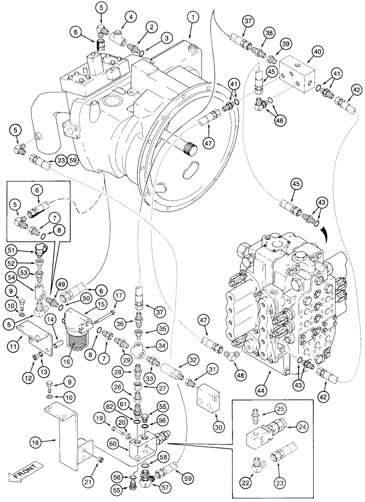 Схема запчастей Case 9050 - (8-32) - HYDRAULIC CONTROL CIRCUIT, PUMP TO PILOT LINE FILTER & CONTROL VALVE, P.I.N. DAC0500101 & AFTER (08) - HYDRAULICS