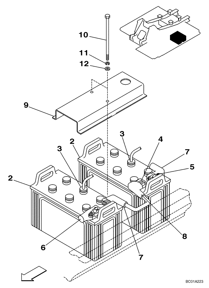 Схема запчастей Case CX290 - (04-14) - BATTERY - CABLES (04) - ELECTRICAL SYSTEMS