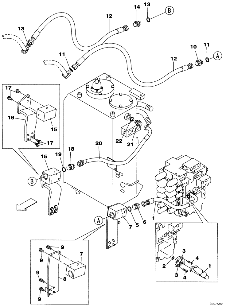 Схема запчастей Case CX160B - (08-28) - HYDRAULICS, AUXILIARY - SINGLE ACTING CIRCUIT, HAND OPERATED (08) - HYDRAULICS