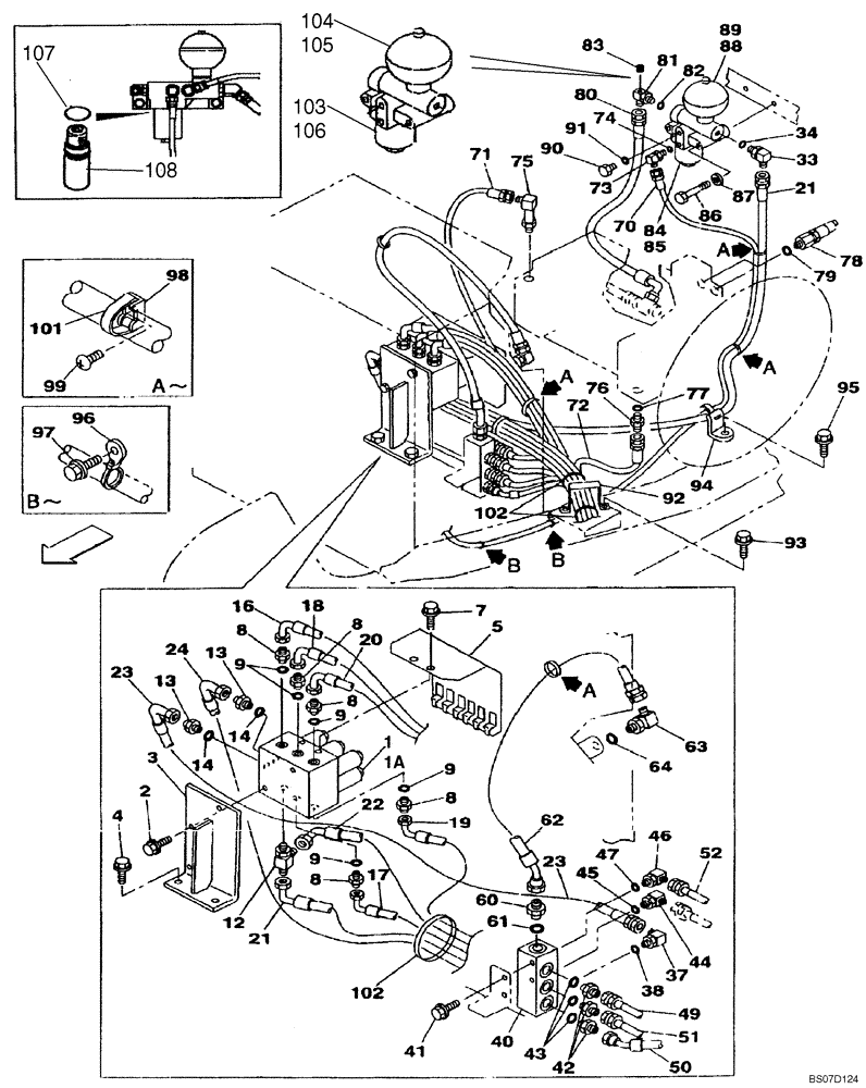 Схема запчастей Case CX160 - (08-32) - HYDRAULICS - PILOT PRESSURE, RETURN LINES; P.I.N. DAC0716098 - DAC0716269 (08) - HYDRAULICS