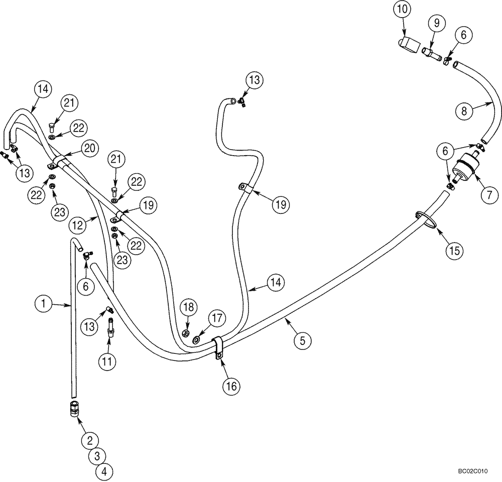 Схема запчастей Case 821C - (03-03) - FUEL LINES - FILTER, IN-LINE FUEL (03) - FUEL SYSTEM