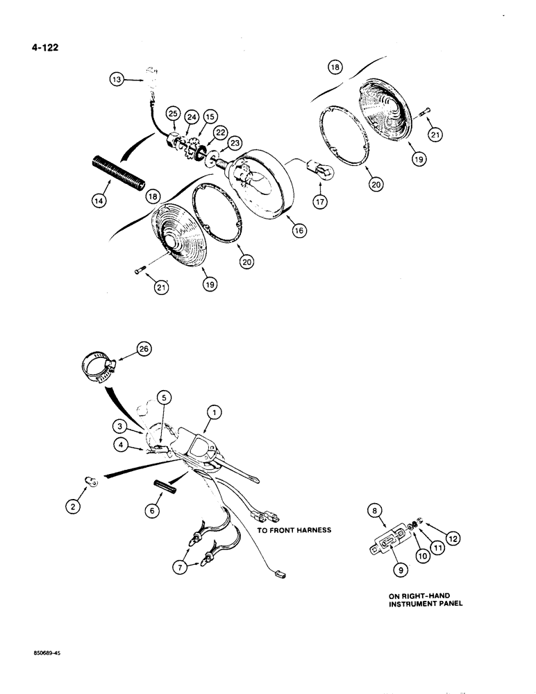 Схема запчастей Case W36 - (4-122) - TURN SIGNAL AND FLASHER LAMP (04) - ELECTRICAL SYSTEMS