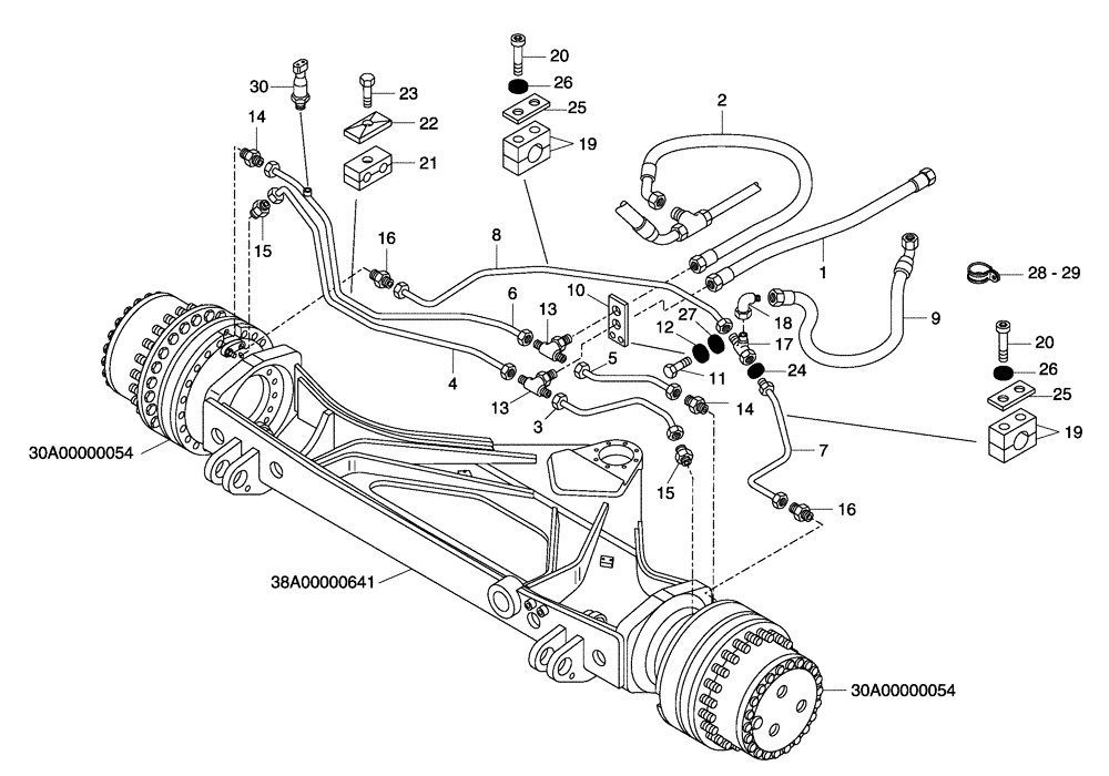 Схема запчастей Case 340 - (47A00011794[001]) - BRAKE SYSTEM - FRONT DRIVE AXLE (87451878) (09) - Implement / Hydraulics / Frame / Brakes