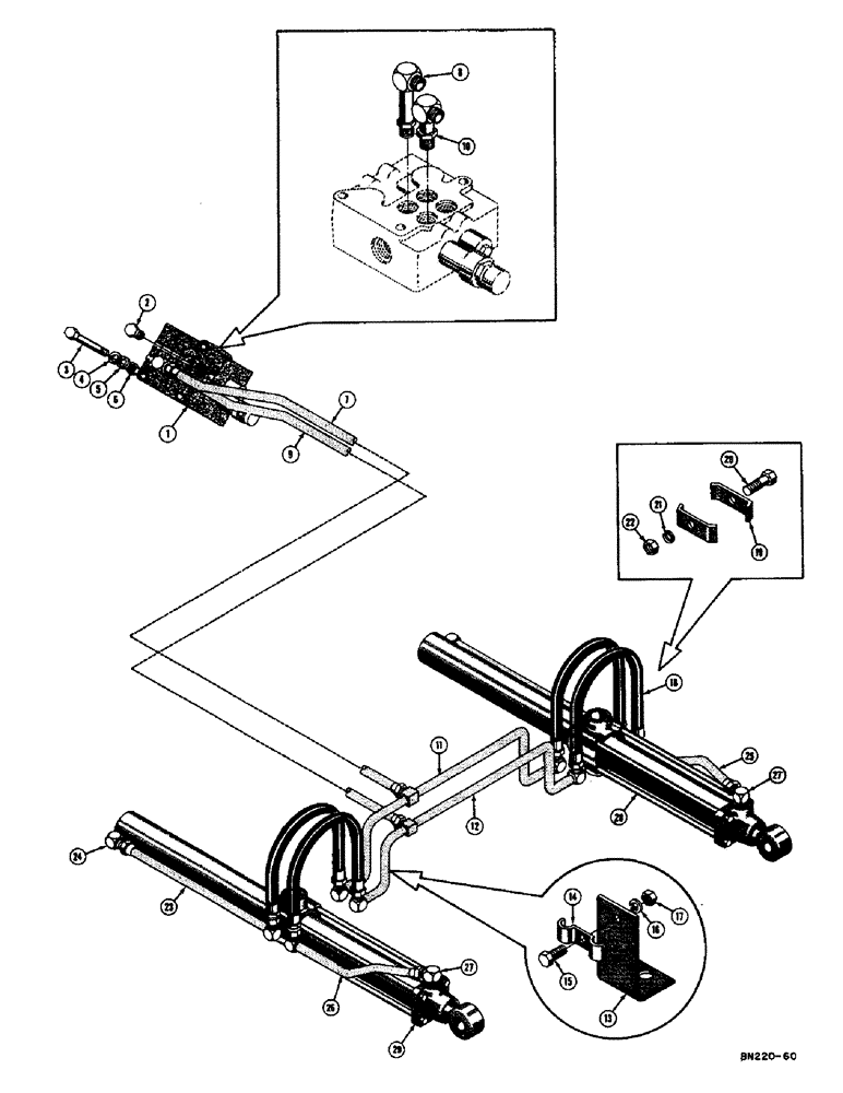 Схема запчастей Case 420B - (130) - MECHANICAL DOZER HYDRAULICS (07) - HYDRAULIC SYSTEM