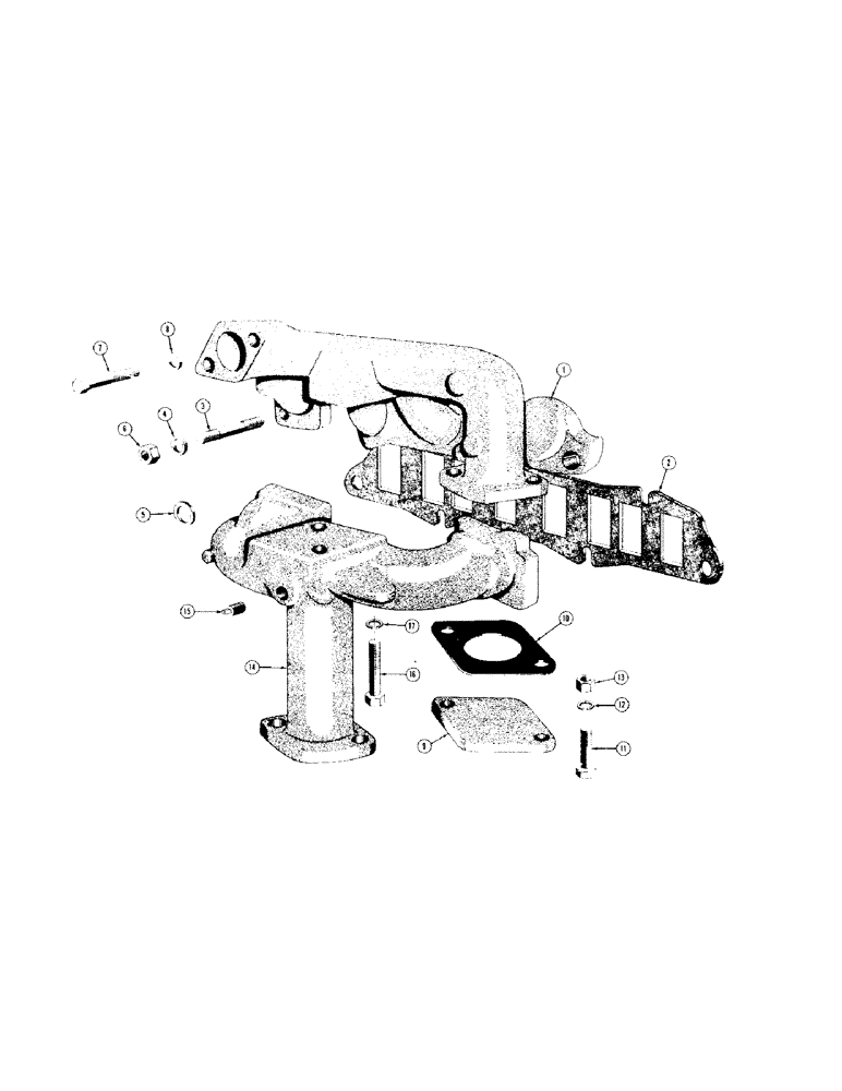 Схема запчастей Case 310 - (020) - MANIFOLD, WATER PUMP, FAN, FAN BELT, AND PULLEY (01) - ENGINE