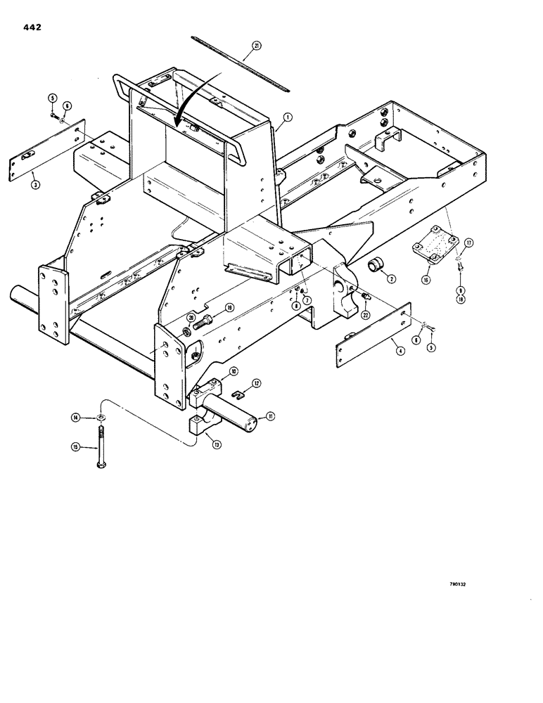 Схема запчастей Case 1150B - (442) - DRAWBAR AND DOZER ENGINE AND MAIN FRAME (05) - UPPERSTRUCTURE CHASSIS