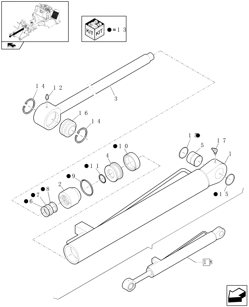 Схема запчастей Case 321E - (1.88.01/03[01]) - LIFTING CYLINDER (09) - LOADER/BACKHOE