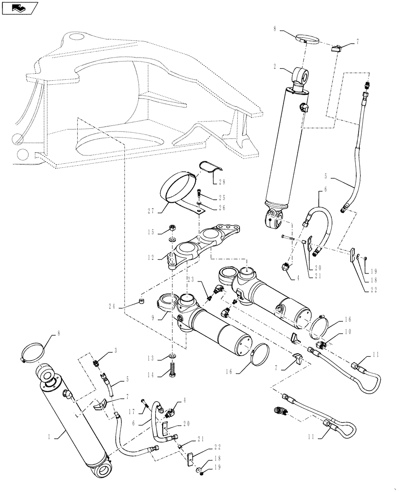 Схема запчастей Case 580SN WT - (35.739.04) - HYDRAULICS - CYLINDER BACKHOE SWING / STABILIZER (580SN, 580SN WT, 590SN) (35) - HYDRAULIC SYSTEMS