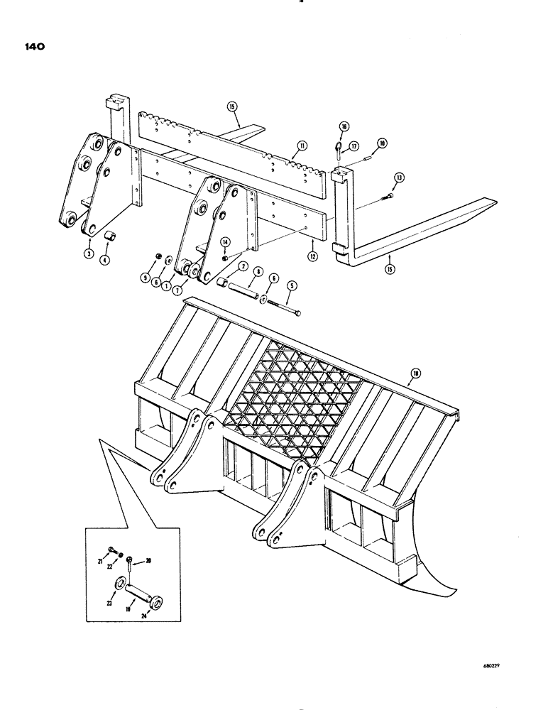 Схема запчастей Case 1150 - (140) - PALLET FORKS (05) - UPPERSTRUCTURE CHASSIS