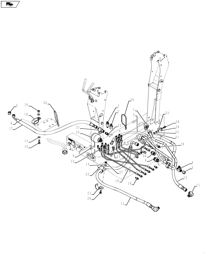 Схема запчастей Case 580SN WT - (35.726.08[01]) - HYDRAULICS - PILOT CONTROLS (35) - HYDRAULIC SYSTEMS