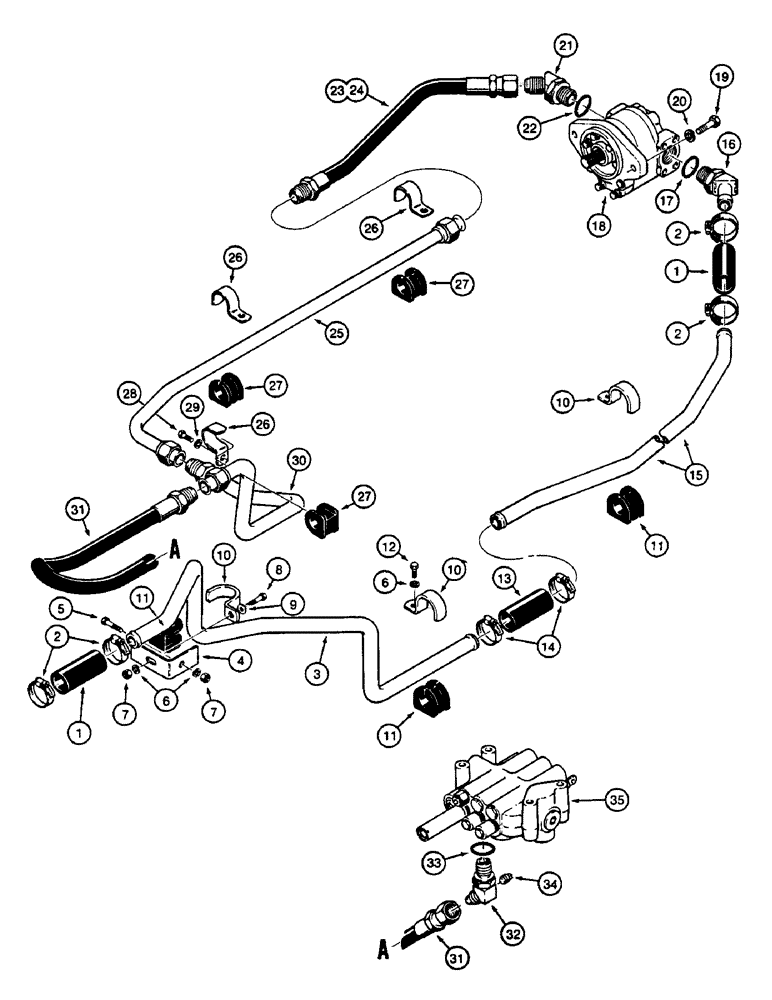 Схема запчастей Case 450B - (150) - EQUIPMENT HYDRAULIC CIRCUIT, HYDRAULIC RESERVOIR TO PUMP AND CONTROL VALVE (07) - HYDRAULIC SYSTEM