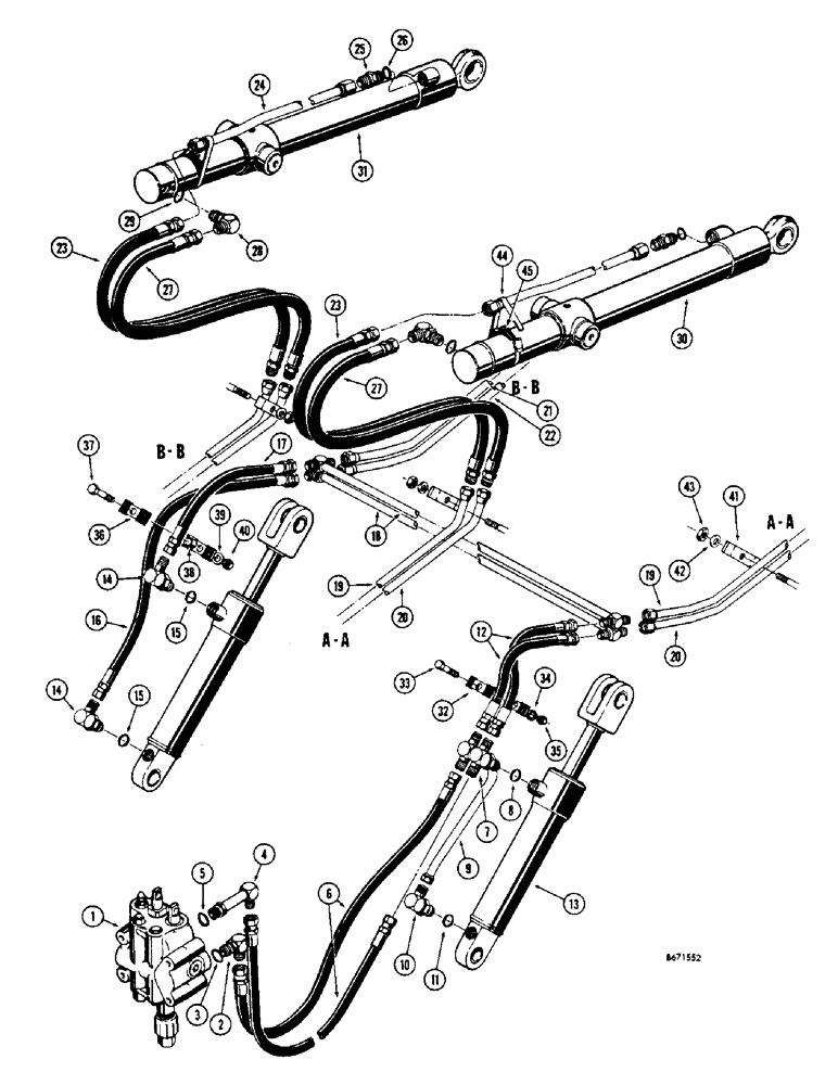 Схема запчастей Case 310G - (152) - LOADER HYDRAULICS (HYDRA-LEVELING AND DUMP CIRCUIT) (07) - HYDRAULIC SYSTEM