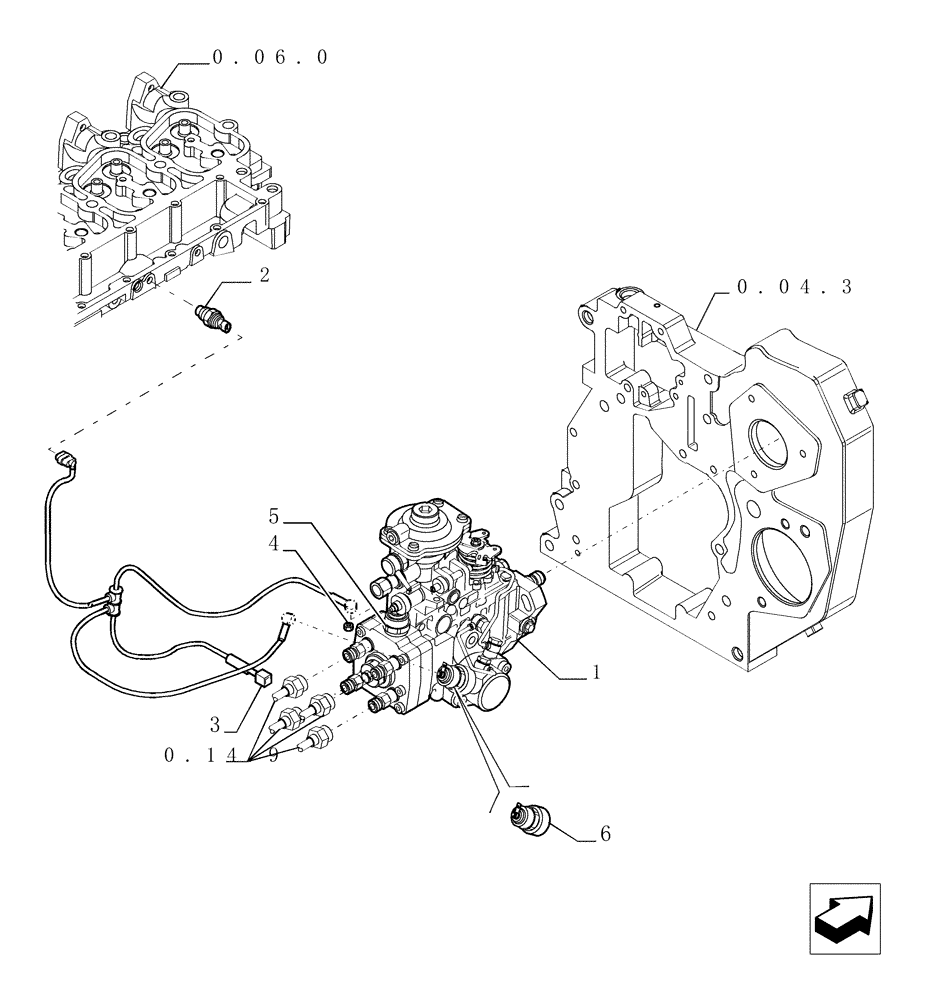 Схема запчастей Case TX742 - (0.14.0/A[01]) - INJECTION PUMP - VERSION (02) (10) - ENGINE