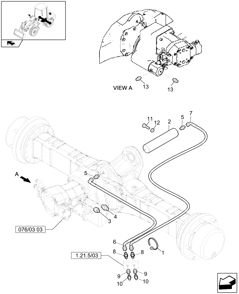 Схема запчастей Case 321E - (076/03[02]) - 20 / 35KM/H REAR AXLE ASSEMBLY (HIGH SPEED) (05) - REAR AXLE