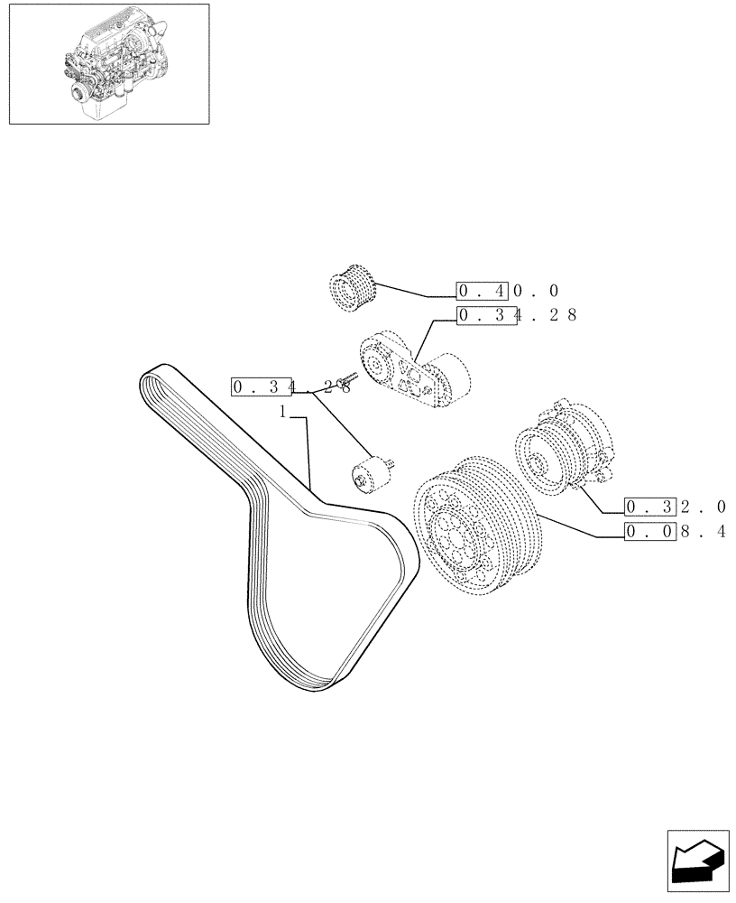 Схема запчастей Case F3AE0684E B002 - (0.34.06[01]) - BELT ASSEMBLY (500387451) 