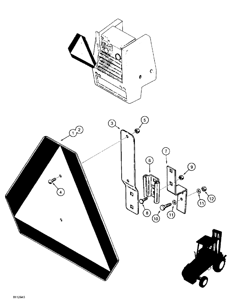 Схема запчастей Case 585E - (9-146) - SLOW MOVING VEHICLE EMBLEM (09) - CHASSIS/ATTACHMENTS