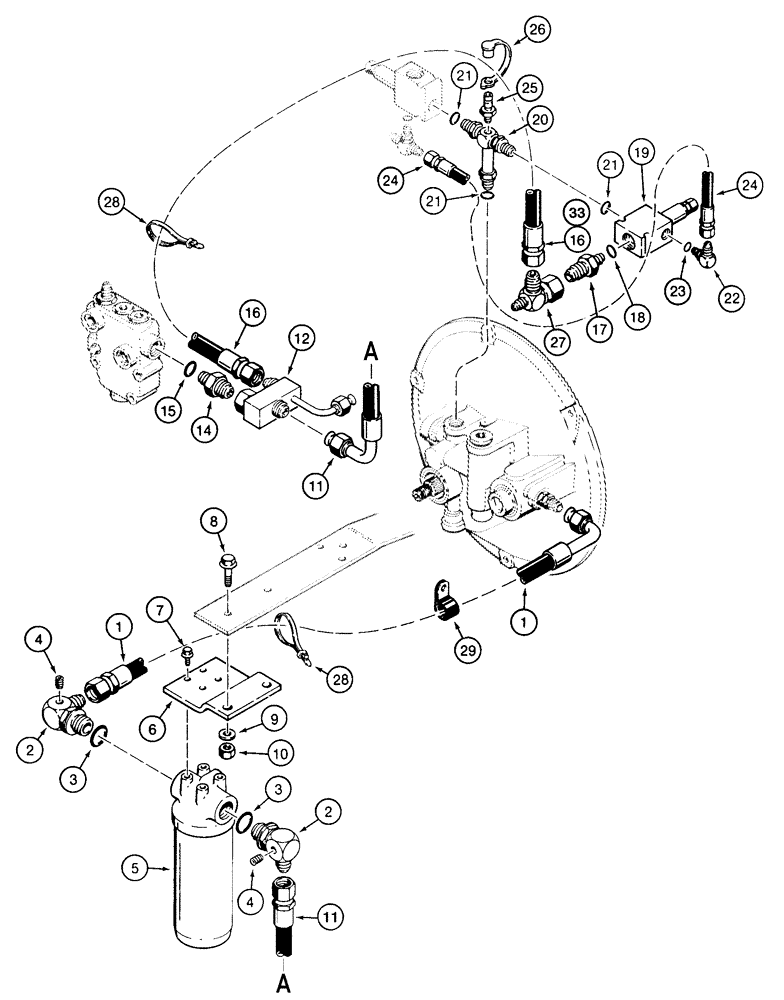 Схема запчастей Case 855E - (6-26) - CRAWLER HYDRAULIC CIRCUIT, TORQUE CONVERTER TO TRANSMISSION (06) - POWER TRAIN