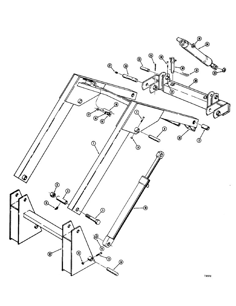 Схема запчастей Case 1530 - (061A) - LOADER LIFT FRAME AND RELATED PARTS NON-SELF LEVELING USED SERIAL NO. 9820600 AND AFTER (09) - CHASSIS/ATTACHMENTS