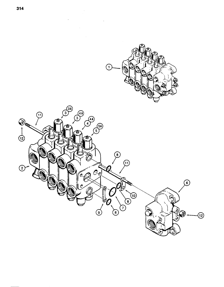 Схема запчастей Case 480D - (314) - BACKHOE CONTROL VALVES, MODELS WITHOUT EXTENDABLE DIPPER 480D MODELS ONLY (35) - HYDRAULIC SYSTEMS