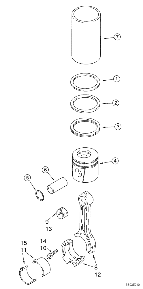 Схема запчастей Case 590SM - (02-22) - PISTONS AND CONNECTING ROD - 4T-390 EMISSIONS CERTIFIED ENGINE (02) - ENGINE