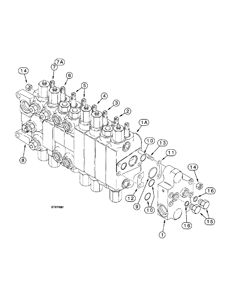 Схема запчастей Case 590SL - (8-95A) - BACKHOE CONTROL VALVES, MODELS WITH EXTENDABLE DIPPER, WITH AUX. HYD. (08) - HYDRAULICS