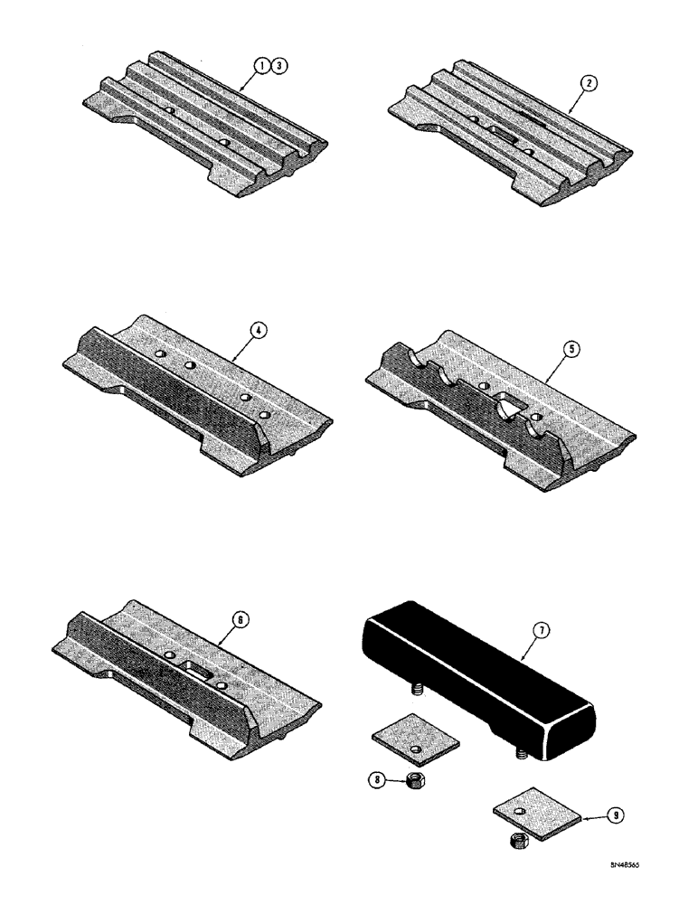 Схема запчастей Case 750 - (150) - TRACK SHOES (EYEBROW CUT), USED ON DRAWBAR AND DOZER MODELS W/ TRAC. S/N 7071626 & AFT (04) - UNDERCARRIAGE