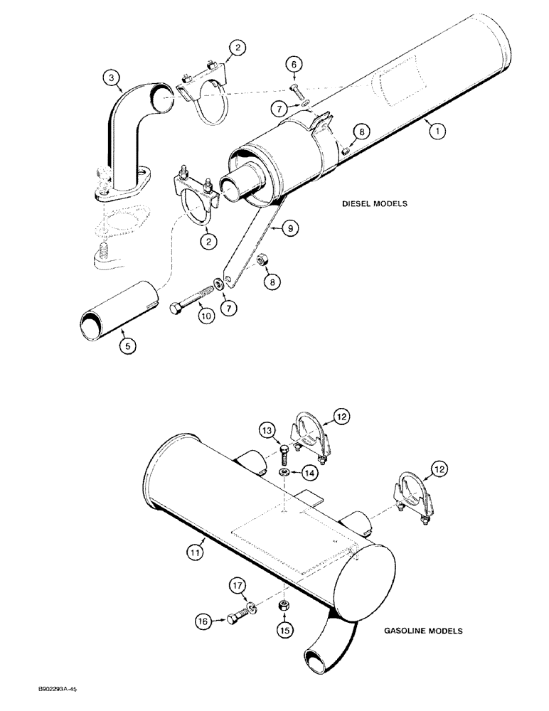 Схема запчастей Case 1818 - (2-06) - MUFFLER AND EXHAUST SYSTEM (02) - ENGINE