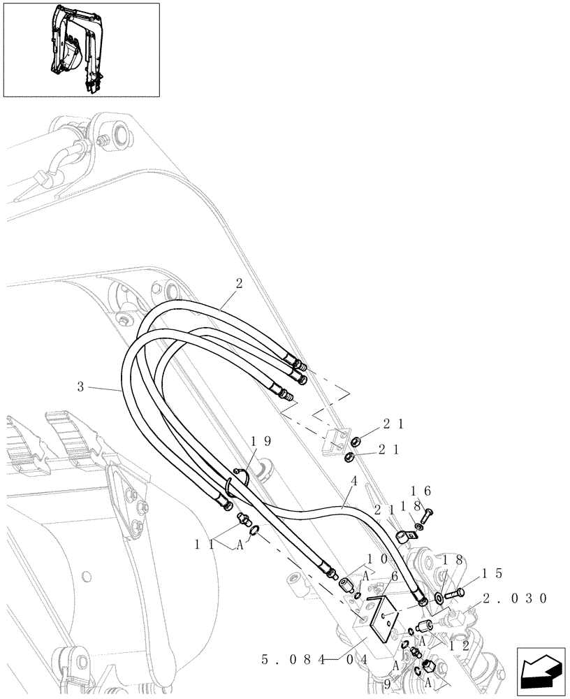 Схема запчастей Case CX16B - (5.0537[02]) - BOOM FALL PREVENTING SAFETY - OPTIONAL CODE - 74710010 (84) - BOOMS, DIPPERS & BUCKETS