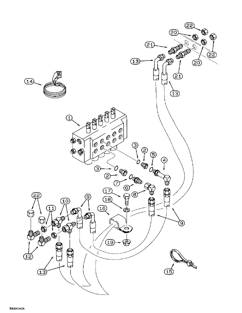 Схема запчастей Case 560 - (8-010) - BASIC HYDRAULIC CIRCUIT, ATTACHMENT CONTROL VALVE TO RIGHT-HAND REAR CONSOLE (08) - HYDRAULICS