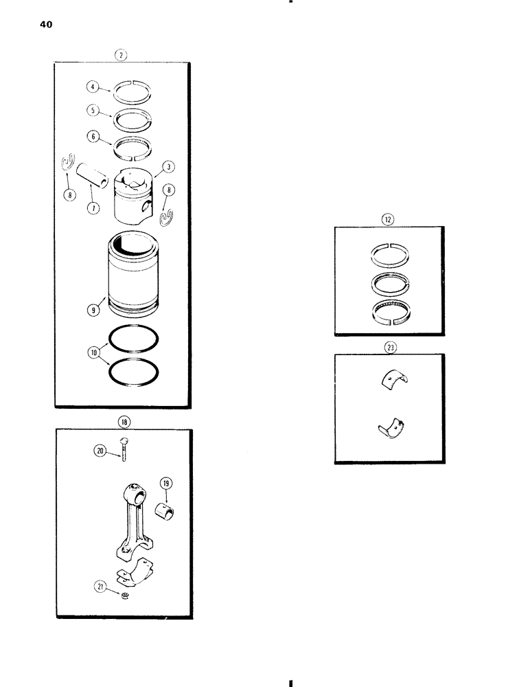 Схема запчастей Case 585C - (040) - PISTONS, 207 DIESEL ENGINE, CONNECTING RODS (10) - ENGINE