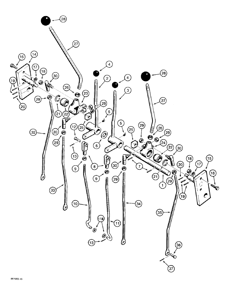 Схема запчастей Case 480F - (9-030) - BACKHOE CONTROLS WITH HAND SWING (09) - CHASSIS/ATTACHMENTS