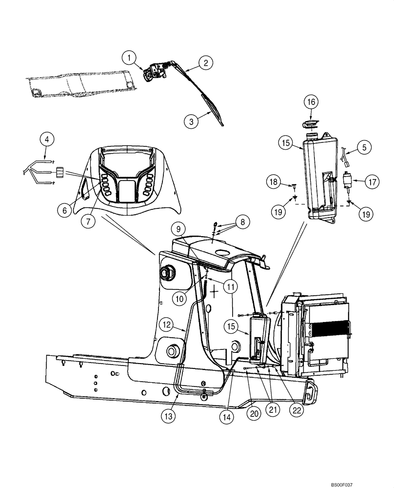 Схема запчастей Case 580SM - (09-71) - CANOPY, ROPS - WIPER, FRONT AND WINDSHIELD WASHER (09) - CHASSIS/ATTACHMENTS