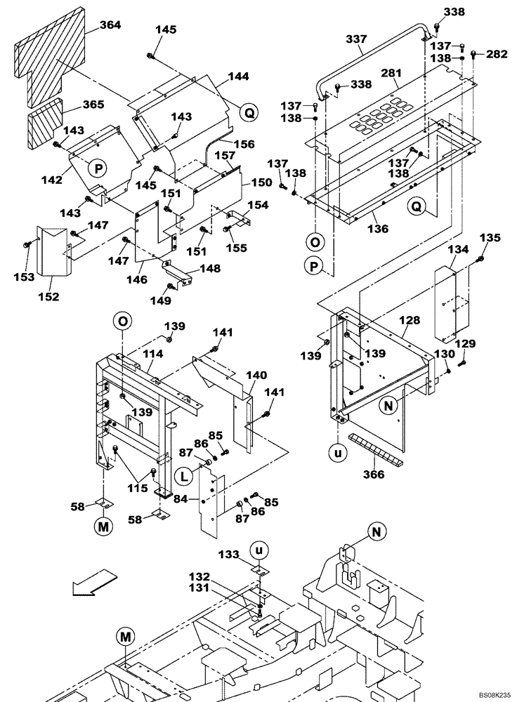 Схема запчастей Case CX800B - (09-72) - COWLING - FRAMEWORK (09) - CHASSIS