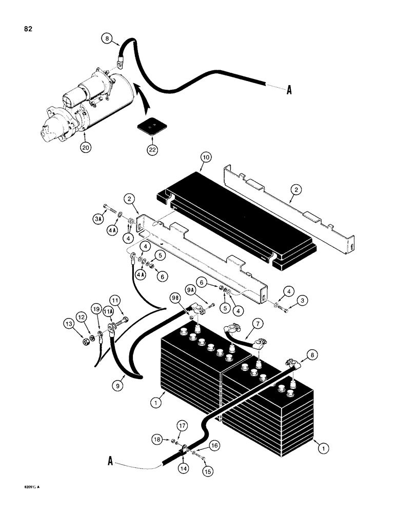 Схема запчастей Case 680H - (082) - BATTERY CABLES AND CONNECTIONS (04) - ELECTRICAL SYSTEMS