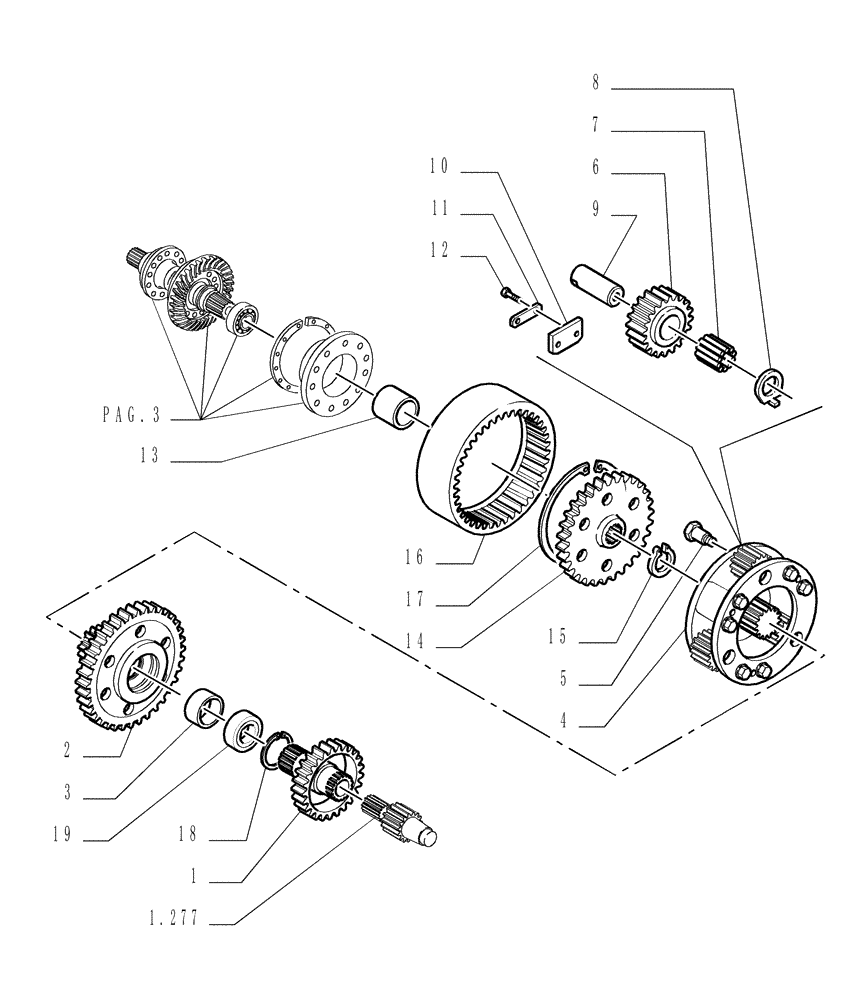 Схема запчастей Case 1850K - (1.266[04]) - REAR TRANSMISSION Hydrostatic Transmission