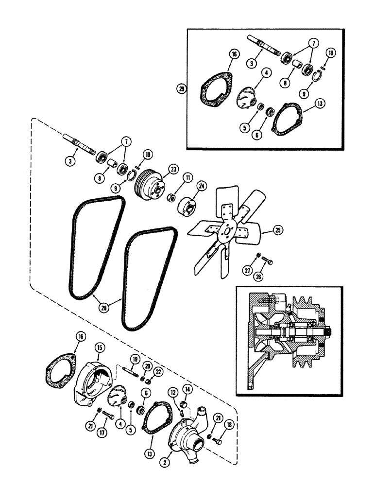 Схема запчастей Case 680CK - (006) - WATER PUMP AND ATTACHING PARTS 