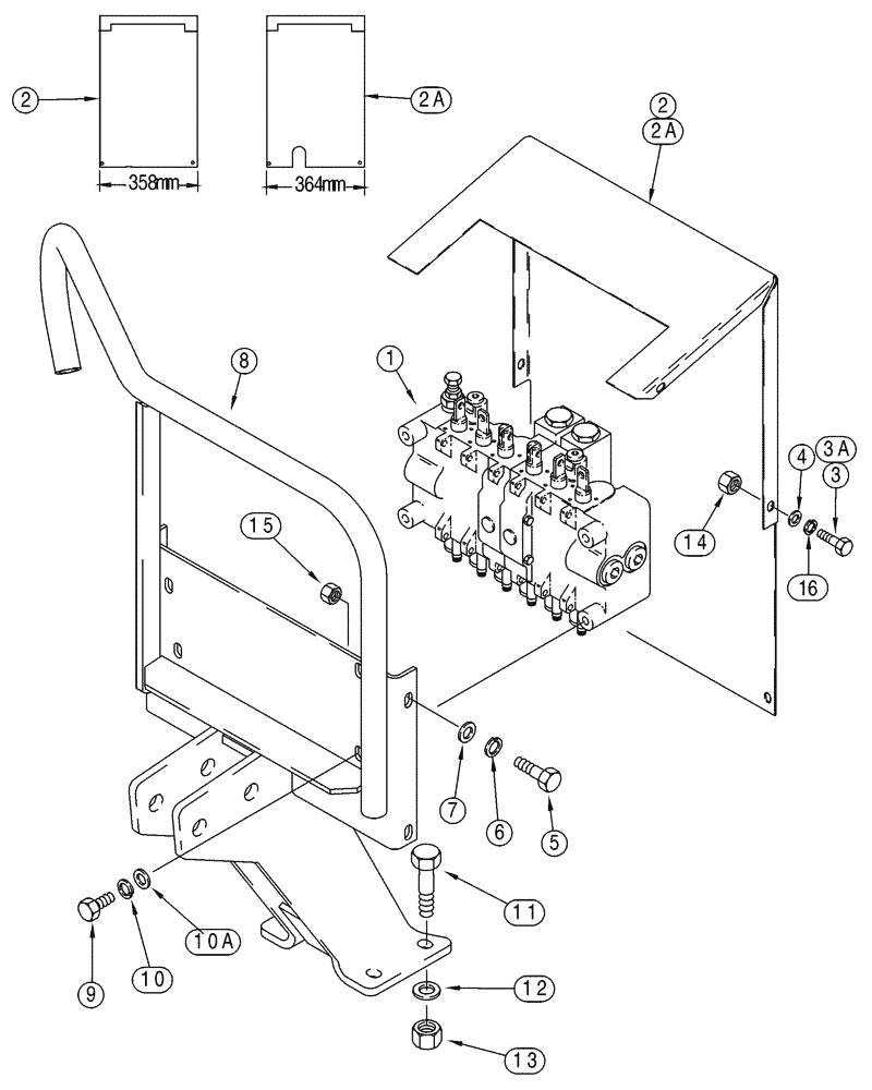 Схема запчастей Case 90XT - (09-55) - BACKHOE CONTROL TOWER NORTH AMERICA, D125 BACKHOE (09) - CHASSIS